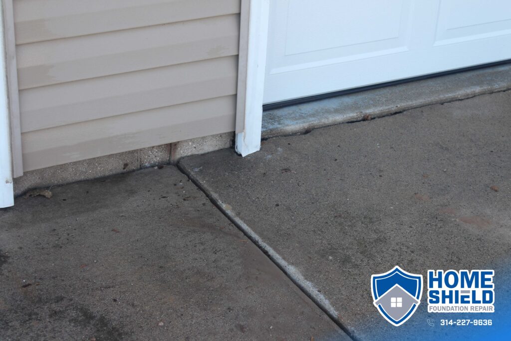Polyjacked concrete patio section after repair in O’Fallon, Missouri